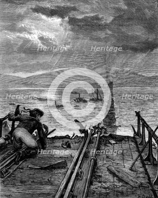 The Tay Bridge Disaster: view of the broken bridge from the north end, 1880. Creator: W. I. Mosses.