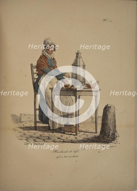 Coffee seller. From the Series "Cris de Paris" (The Cries of Paris), 1815. Creator: Vernet, Carle (1758-1836).