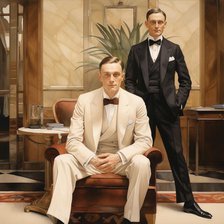 AI IMAGE - Illustration of two 1920s gentlemen, 2023. Creator: Heritage Images.
