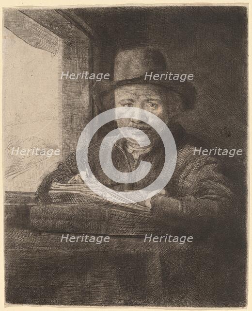 Self-Portrait Drawing at a Window, 1648. Creator: Rembrandt Harmensz van Rijn.