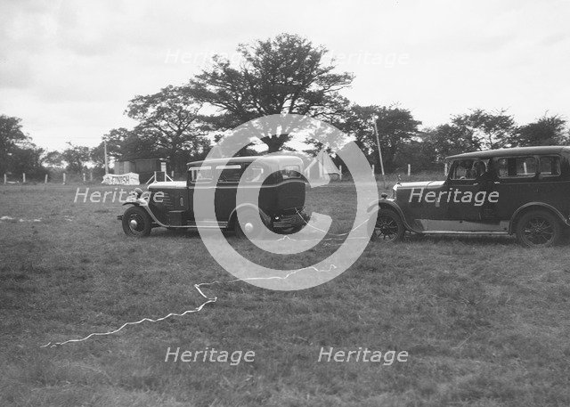 Singer Super Six and Singer Senior taking part in the Bugatti Owners Club gymkhana, 5 July 1931. Artist: Bill Brunell.