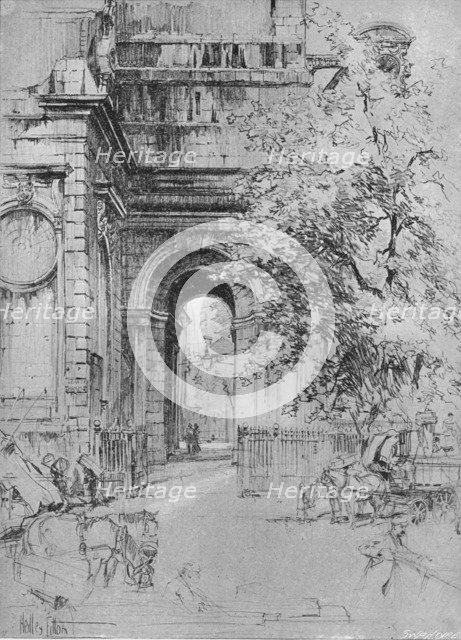 'The old entrance to London Bridge under the tower of St. Magnus', c1902, (1903). Artist: Hedley Fitton.