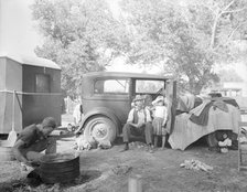 Migratory family in auto camp, California, 1936. Creator: Dorothea Lange.