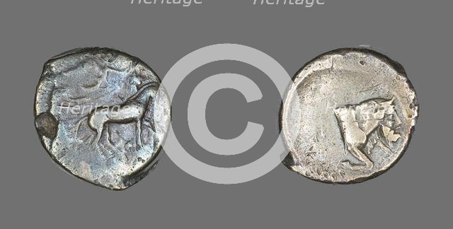 Tetradrachm (Coin) Depicting Quadriga and Charioteer, 460-430 BCE. Creator: Unknown.