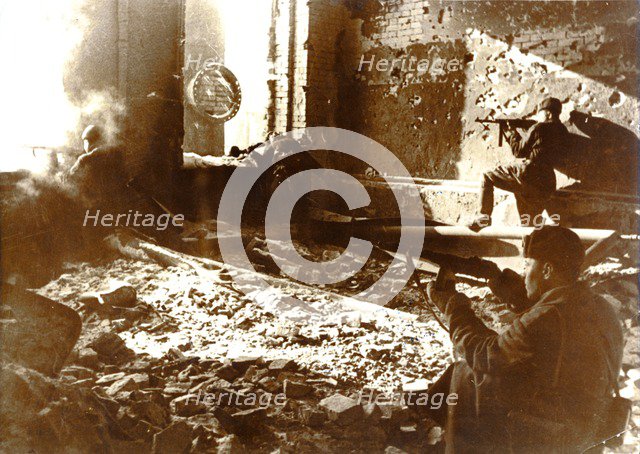 House to house fighting in Stalingrad, 1942. Artist: Unknown