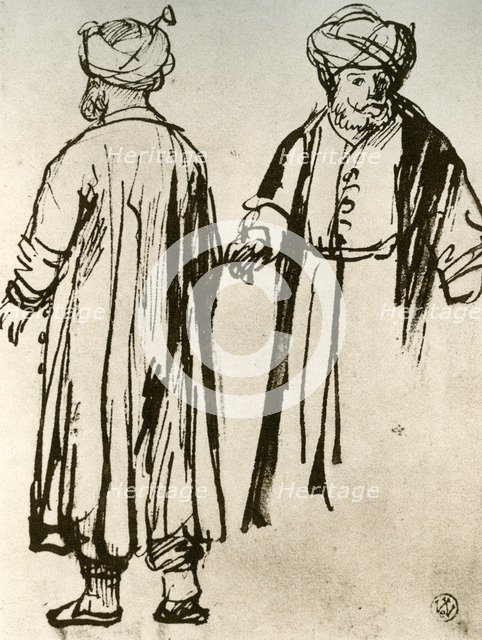'Two Turks Walking', 1913.Artist: Rembrandt Harmensz van Rijn    