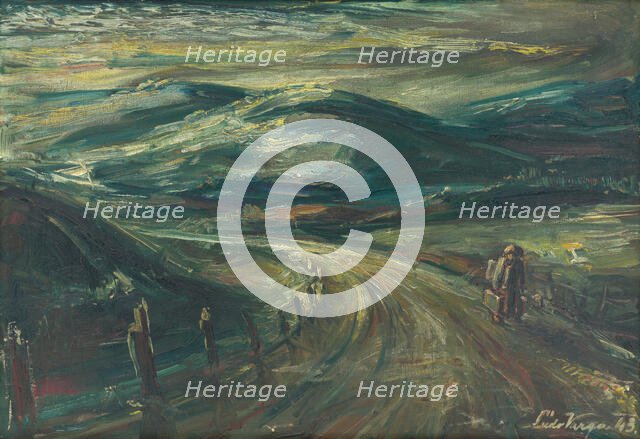 Landscape with travellers, 1943. Creator: Ludovít Varga.