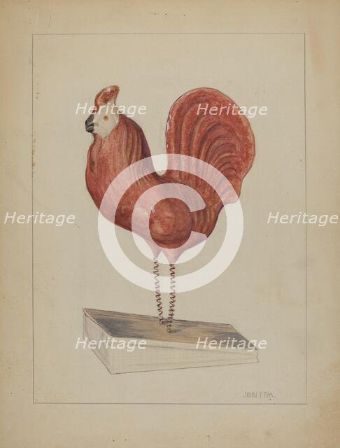 Pa. German Toy Bellows Rooster, c. 1936. Creator: John Fisk.