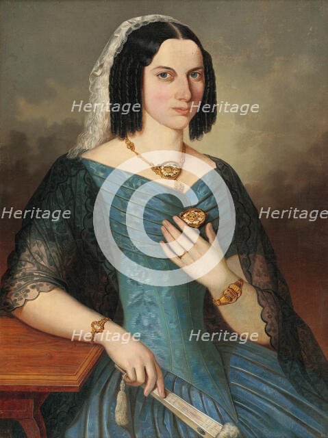 Portrait of a woman in blue, 1854. Creator: Peter Michal Bohún.