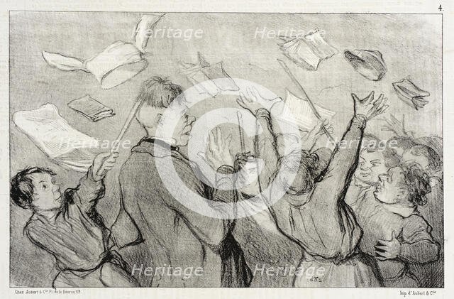 Une Émeute, 1845. Creator: Honore Daumier.