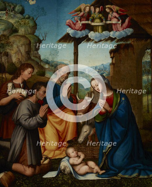 Adoration of the Shepherds (Adoration of the Child by Mary, St Joseph..., 1st half of 16th century. Creator: Tommaso di Stefano Lunetti.