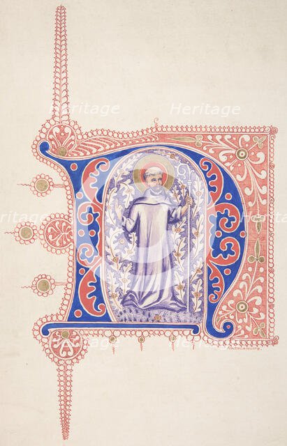 Illuminated Initial "N", 1830-62. Creator: Freeman Gage Delamotte.