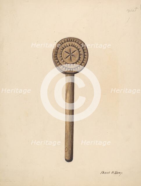 Wooden Butter Stamp, c. 1937. Creator: Frank Gray.