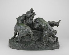 Bear Overthrown by Hounds, model c. 1834/1838, cast by 1873. Creator: Antoine-Louis Barye.