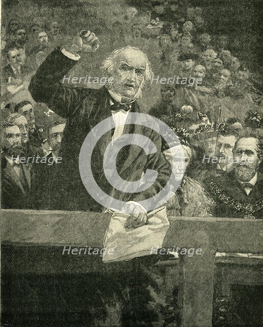 'The Armenian Atrocities: Mr. Gladstone Denouncing The Sultan at the Meeting in Liverpool', c1900. Creator: Unknown.