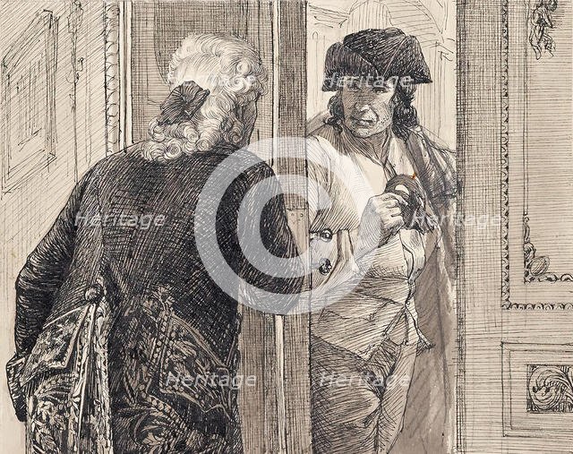 Two men in rococo costumes, around 1890/1900. Creator: Joseph Eugen Horwarter.