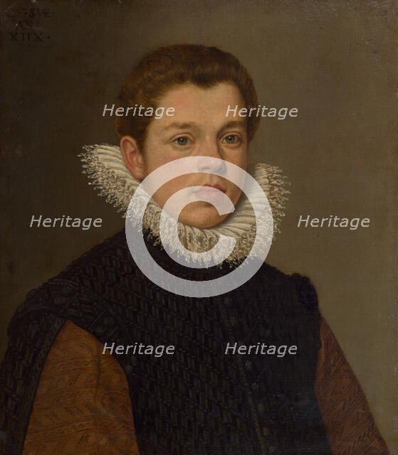 Portrait of a young man with a white ruff collar, c1600. Creator: Domenico Tintoretto.