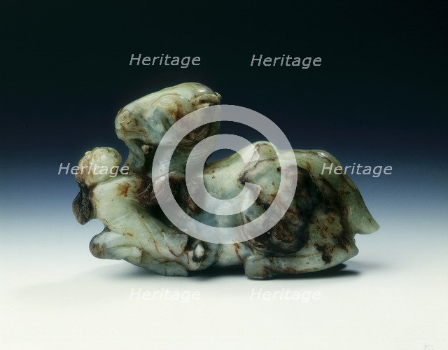 Jade Bactrian camel with handler, Yuan dynasty, China, 1279-1368. Artist: Unknown