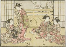 Courtesans of the Kadotamaya, from the book "Mirror of Beautiful Women of the Pleasure..., 1776. Creator: Shunsho.
