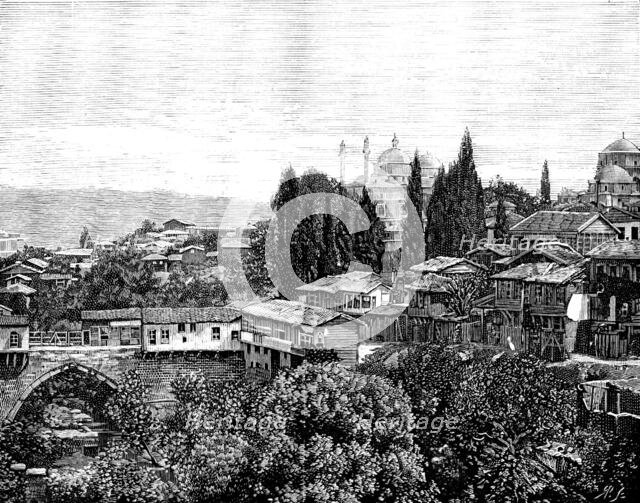 Broussa, in Asia Minor, the ancient Turkish capital: Set Bachi, and Mosque of Yeshil Djami, 1890. Creator: Unknown.
