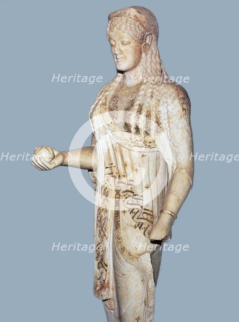 Greek statue of a Kore from the Acropolis, 5th century BC. Artist: Unknown