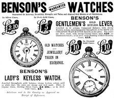 Advertisement for Benson's Watches, 1895. Creator: Unknown.