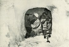'Lieut. Evans and Nelson Cutting a Cave for Cold Storage', 12 January 1911, (1913). Artist: Herbert Ponting.
