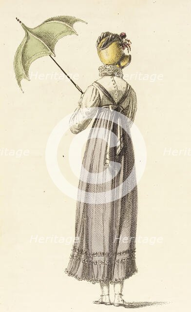 Fashion Plate (Walking Dress), 1814. Creator: Rudolph Ackermann.
