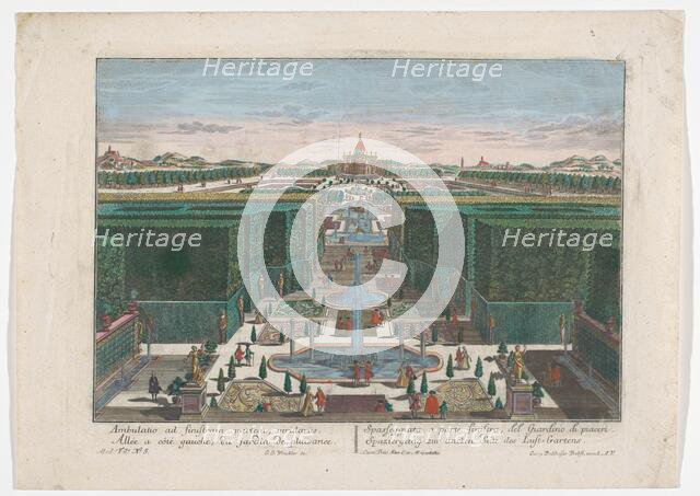 View on a avenue on the left side of a garden, 1742-1801. Creator: Georg Gottfried Winckler.