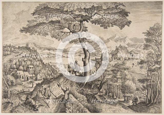 Soldiers at Rest (Milites Requiescentes) from The Large Landscapes, ca. 1555-56. Creators: Lucas van Doetecum, Johannes van Doetecum I.