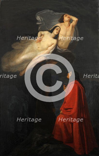 Dante and Virgil encounter Paolo and Francesca, 1846. Creator: Frascheri, Giuseppe (1809-1886).