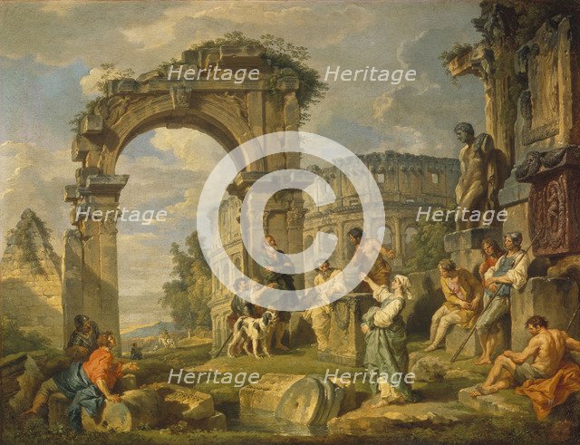 Cumaean Sibyl prophesied the Birth of Christ, 1743. Artist: Panini, Giovanni Paolo (1691-1765)