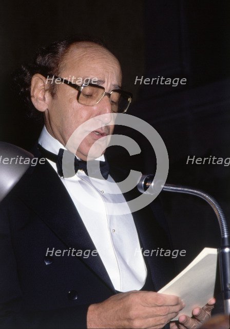 Carlos Bousoño (Boal, 1923 -), Spanish poet during his speech of entrance at the Royal Academy of…