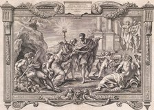 Annibale Carracci Introduces Painting to Apollo and Minerva, 1674. Creator: Pietro Aquila.