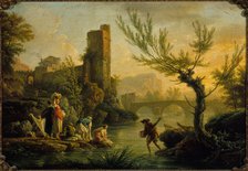 Paysage avec des lavandières, 1763. Creator: Claude-Joseph Vernet.