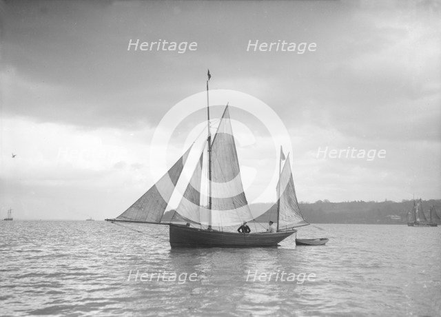 Small yawl under sail, 1912. Creator: Kirk & Sons of Cowes.