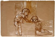 Troy Triptych - Study of Two Putti, 1870-1872. Creator: Sir Edward Coley Burne-Jones.