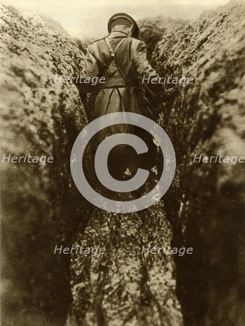 An officer in the trenches, France, First World War, 1916, (1935). Creator: Unknown.