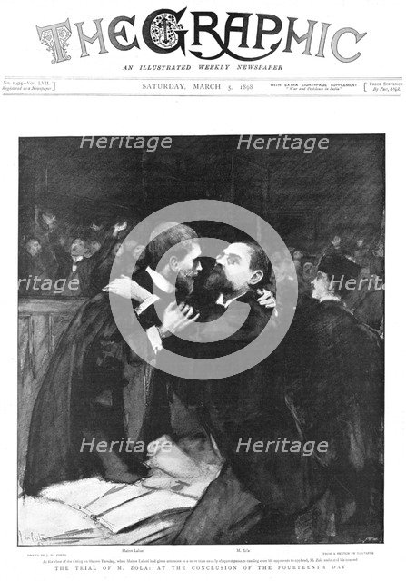 Trial of Emile Zola, French author, 1898. Artist: Unknown