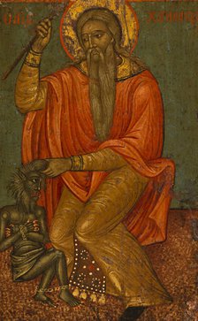 Saint Charalampe and the demon. Creator: School of the Ionian Islands.