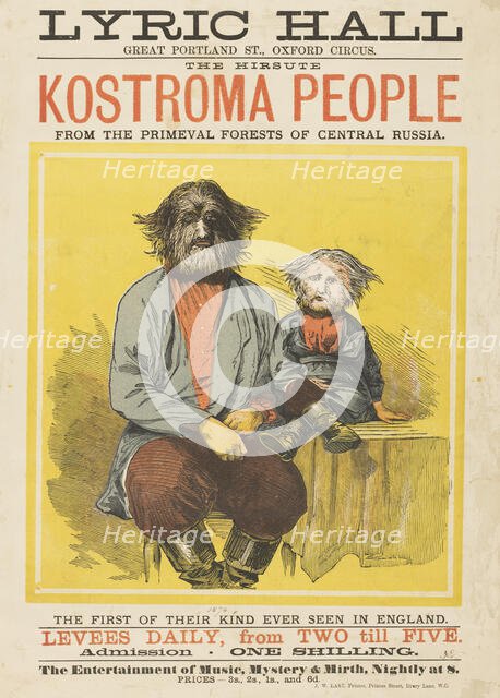 The Hirsute Kostroma People from the Primeval Forests of Central Russia, 1874. Creator: Unknown.