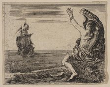 Theseus and Ariadne, from 'Game of Mythology' (Jeu de la Mythologie), 1644. Creator: Stefano della Bella.