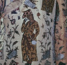 Detail of a youth on a Persian velvet cloak, 17th century. Artist: Unknown