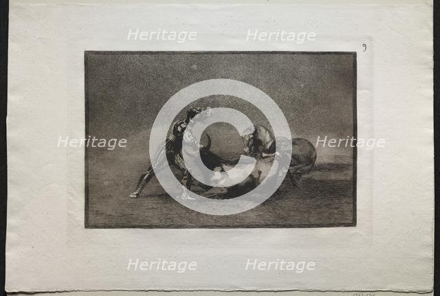 Bullfights: A Spanish Knight Kills the Bull After Having Lost His Horse, 1876. Creator: Francisco de Goya (Spanish, 1746-1828).