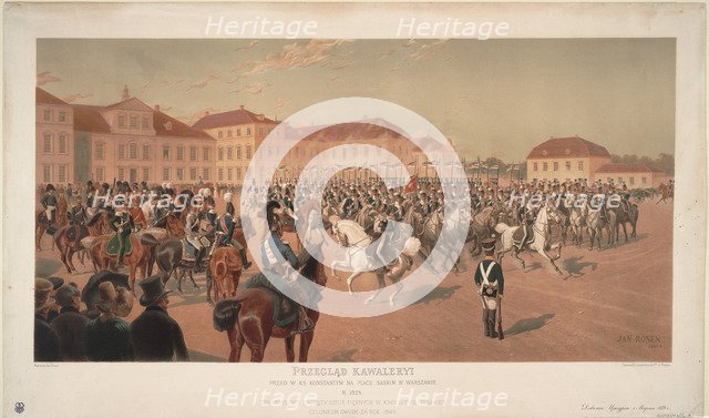 Grand Duke Constantine Pavlovich of Russia at the Cavalry Review on the Saxon Square in Warsaw, 1824 Artist: Rosen, Jan (1854-1936)