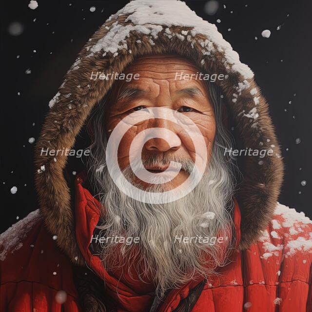AI Image - Illustration of an East Asian Father Christmas, 2023. Creator: Heritage Images.