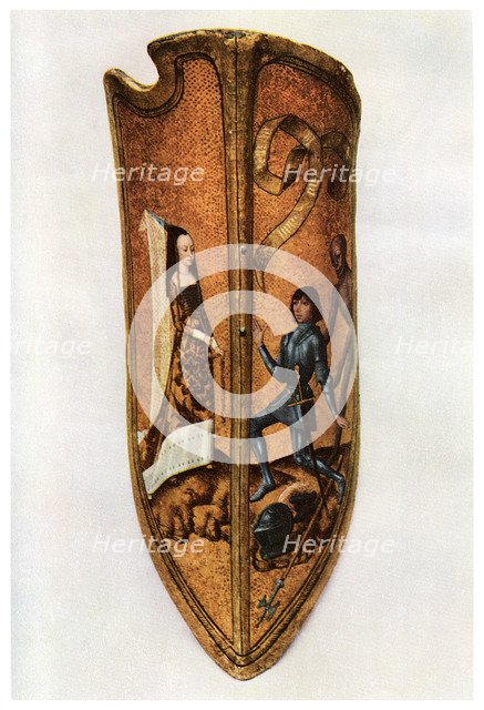 Chivalry and courtly love: Flemish parade shield, c1400 (1956). Artist: Unknown