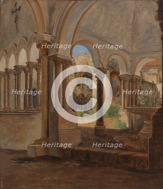 A deserted monastery courtyard, 1838. Creator: Constantin Hansen.