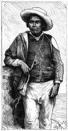 Indigenous male inhabitant of Bolivia, South America, 19th century. Artist: Maillart