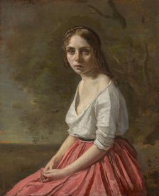Young Woman In A Pink Skirt, c1845-50. Creator: Jean-Baptiste-Camille Corot.